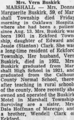 Buskirk Motel - Aug 27 1960 Article